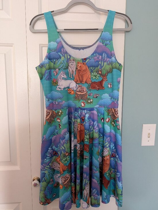 Blackmilk Dresses & Skirts - Black Milk cute forest animals scoop skater dress